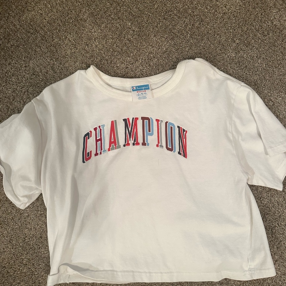 White champion cropped T